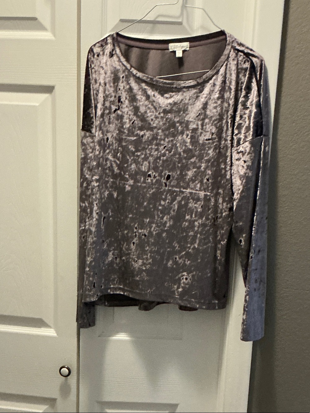 P.J. Salvage Women's Crushed Velvet Turtleneck Sweater in Gray